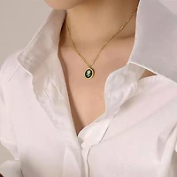 Enamel Coin Flower Necklace