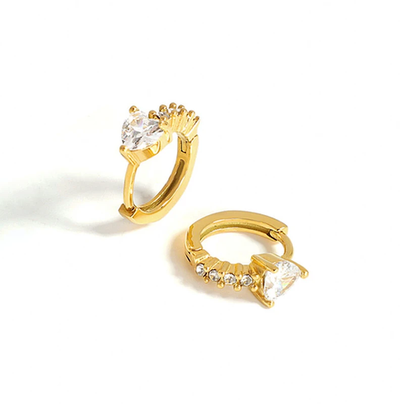 Sharp Crystal Heart Mini Hoops