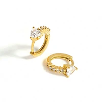 Sharp Crystal Heart Mini Hoops