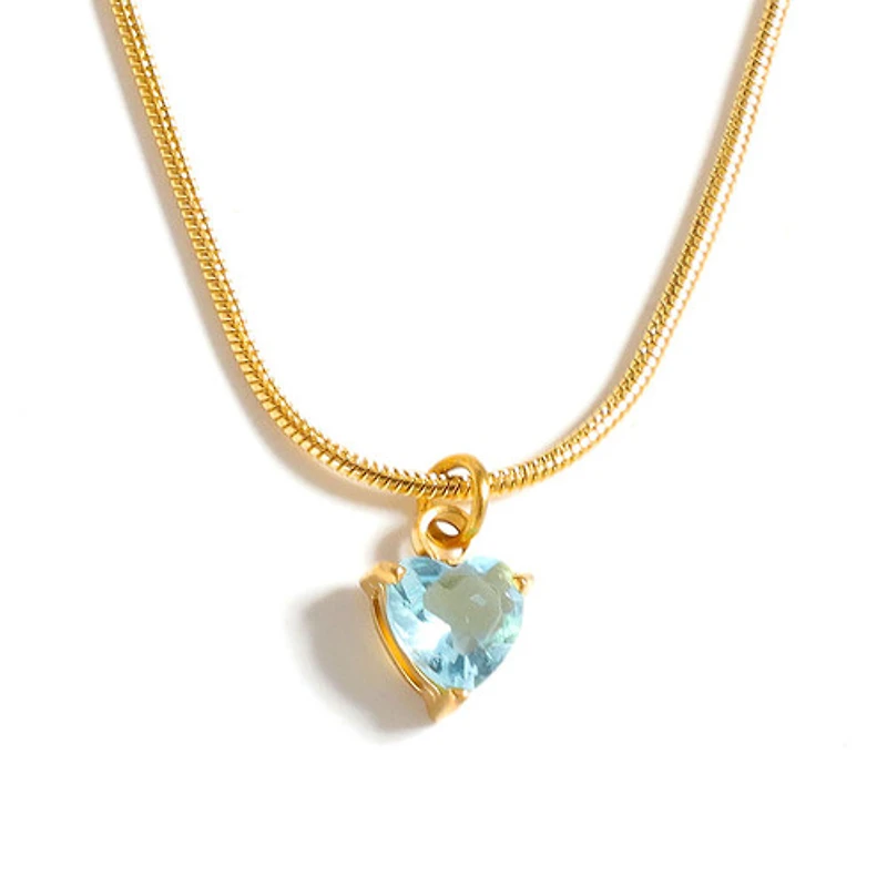 Gold Birthstone Heart Necklace