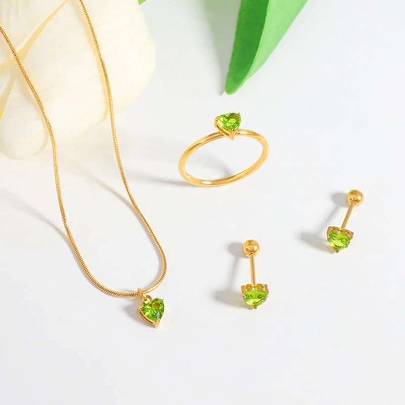 Gold Birthstone Heart Necklace