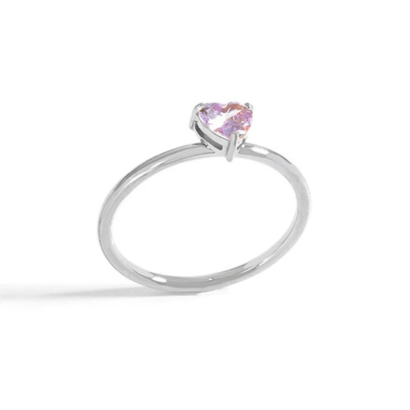 Steel Birthstone Heart Ring