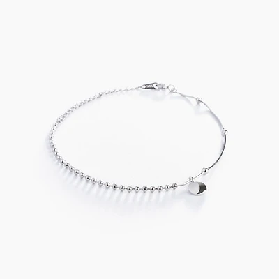 White Gold Circle Drop Bracelet