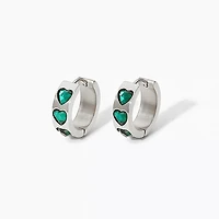 Lined Crystal Hearts Hoops