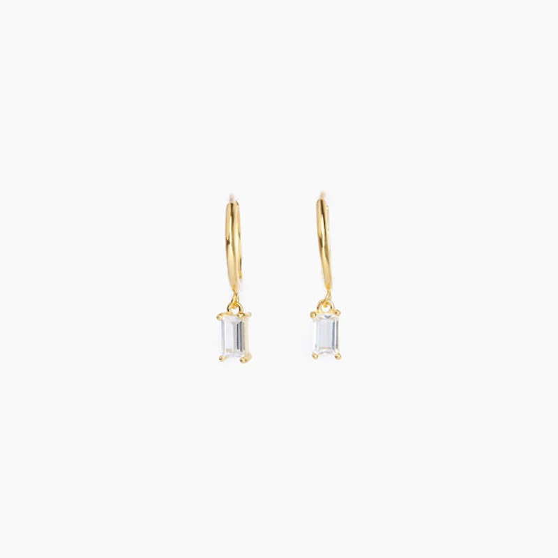 Gold Jewel Drop Huggie Hoops