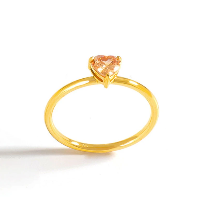 Gold Birthstone Heart Ring