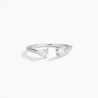 White Gold Open Front Crystal Ring