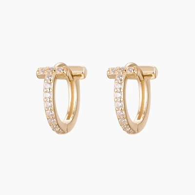 Gold T Hoops