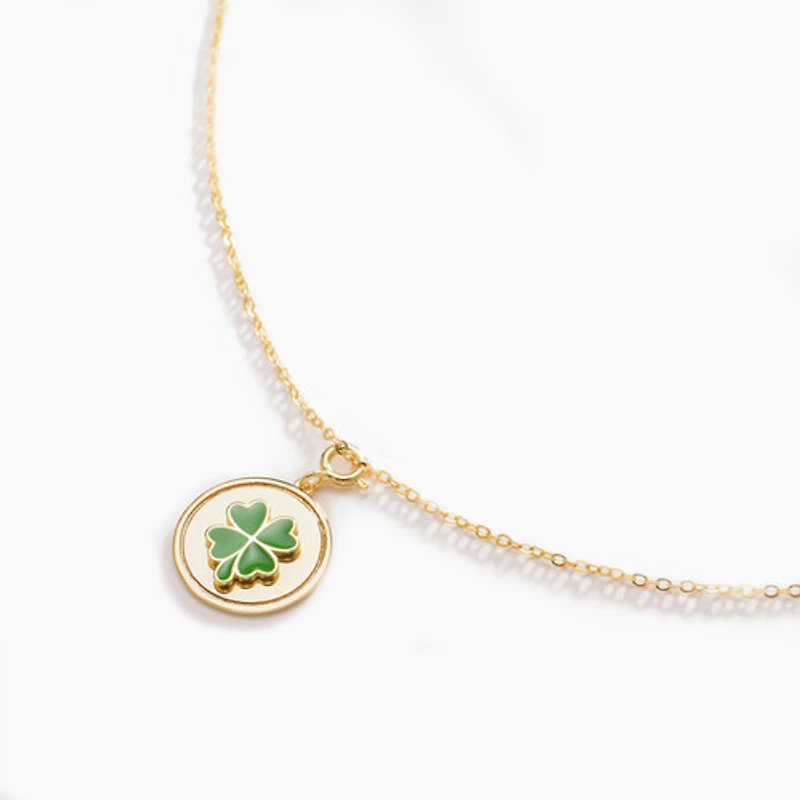 Enameled Four Leaf Clover Necklace
