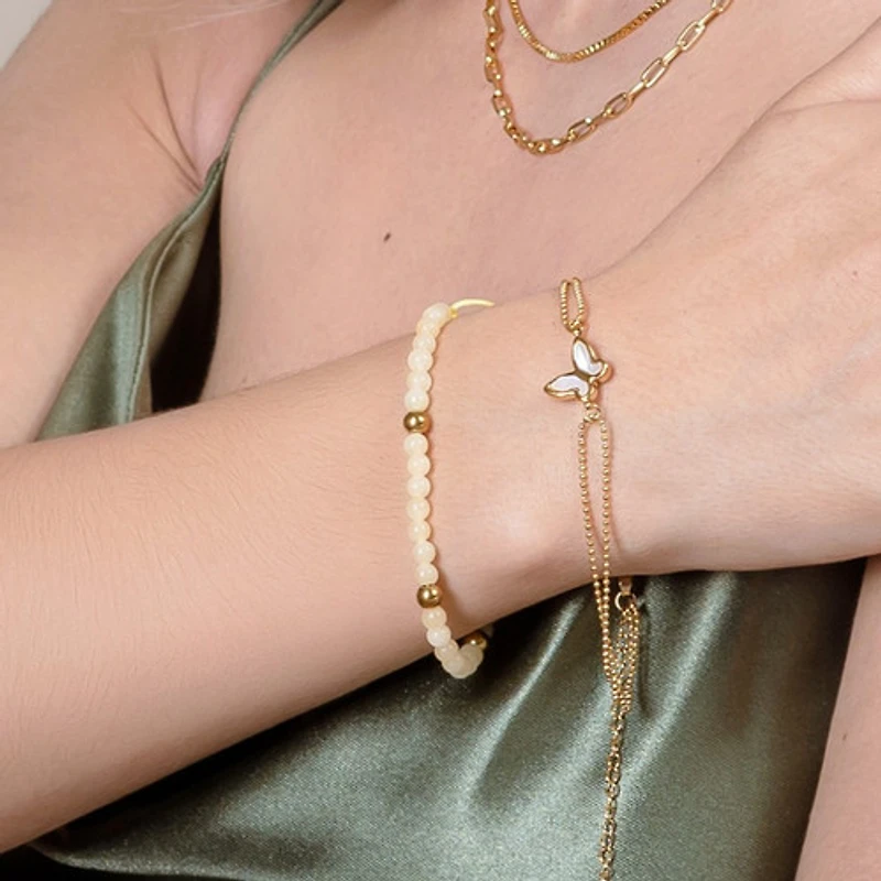Braided Natural Crystal Bracelet (Basic Neutrals)