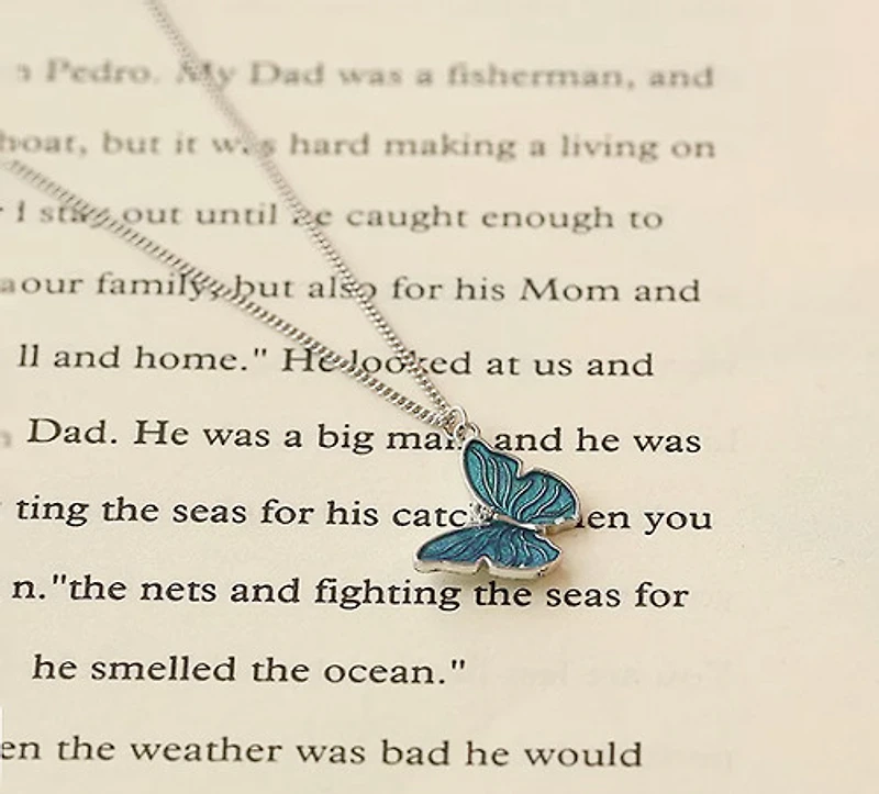 Blue Butterfly Necklace