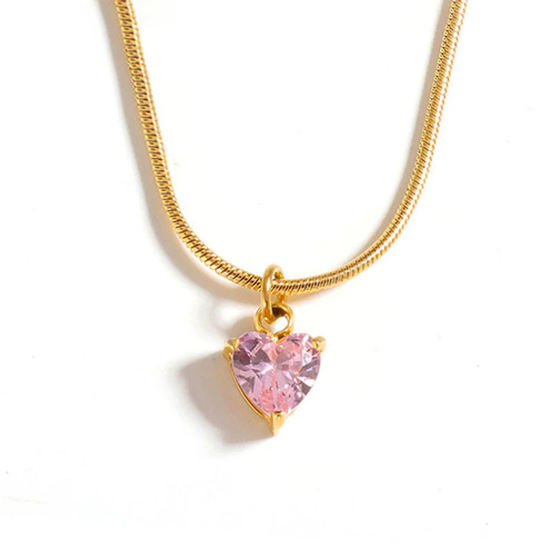Gold Birthstone Heart Necklace