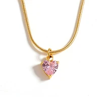 Gold Birthstone Heart Necklace
