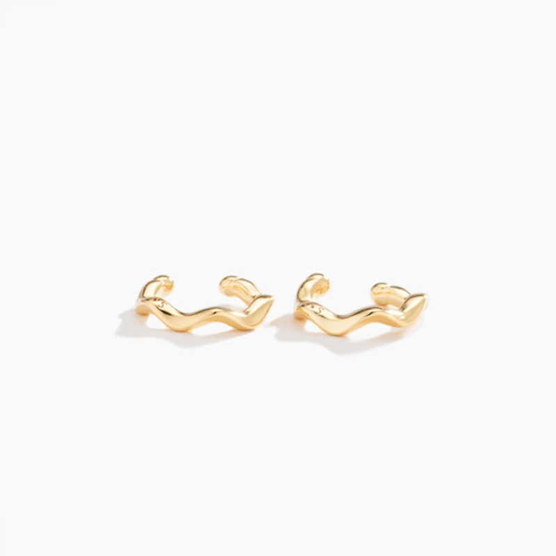 Gold Mini Wavy Ear Cuffs