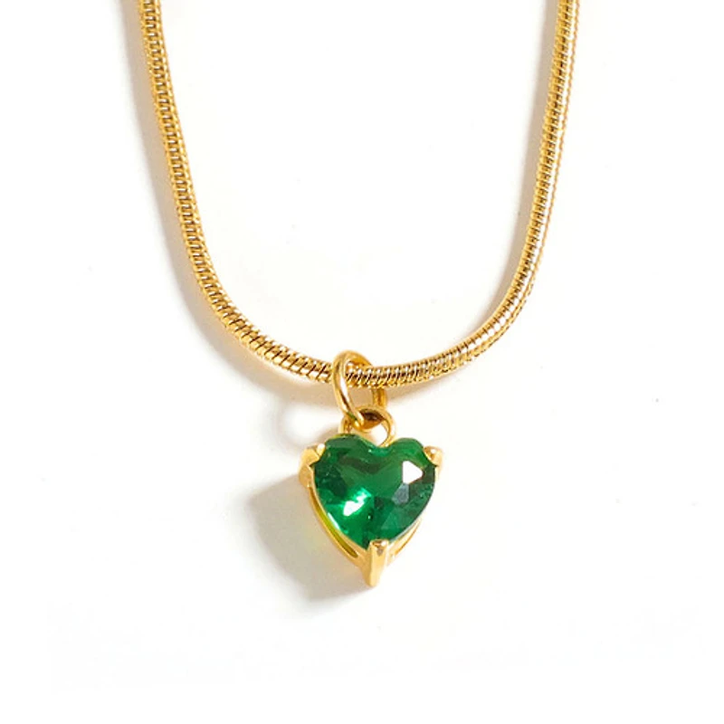 Gold Birthstone Heart Necklace