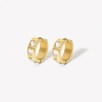 Lined Crystal Hearts Hoops