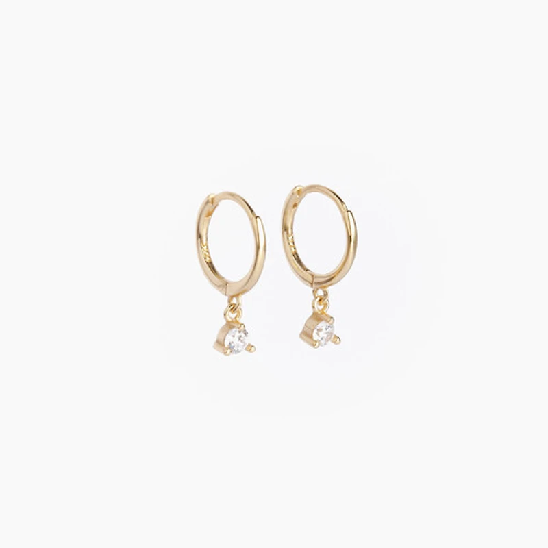 White Gold Diamond Drop Mini Hoops