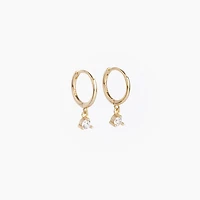 White Gold Diamond Drop Mini Hoops