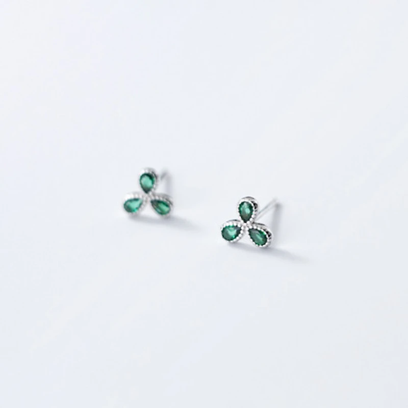Three Pedal Emerald Studs