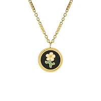 Enamel Coin Flower Necklace