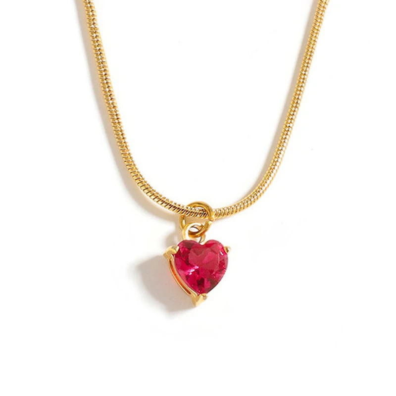 Gold Birthstone Heart Necklace