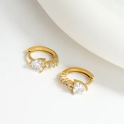 Sharp Crystal Heart Mini Hoops