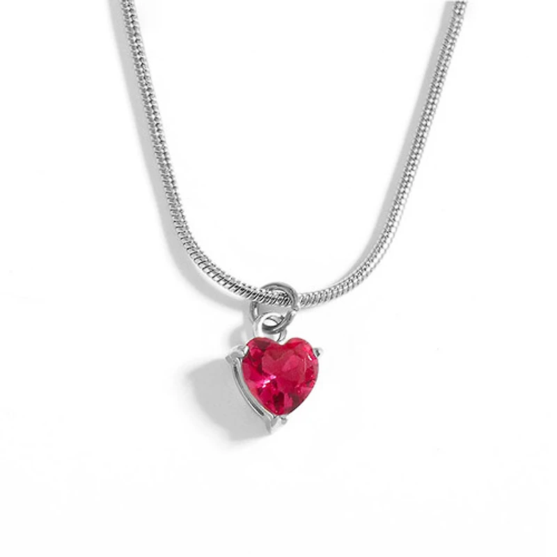 Steel Birthstone Heart Necklace