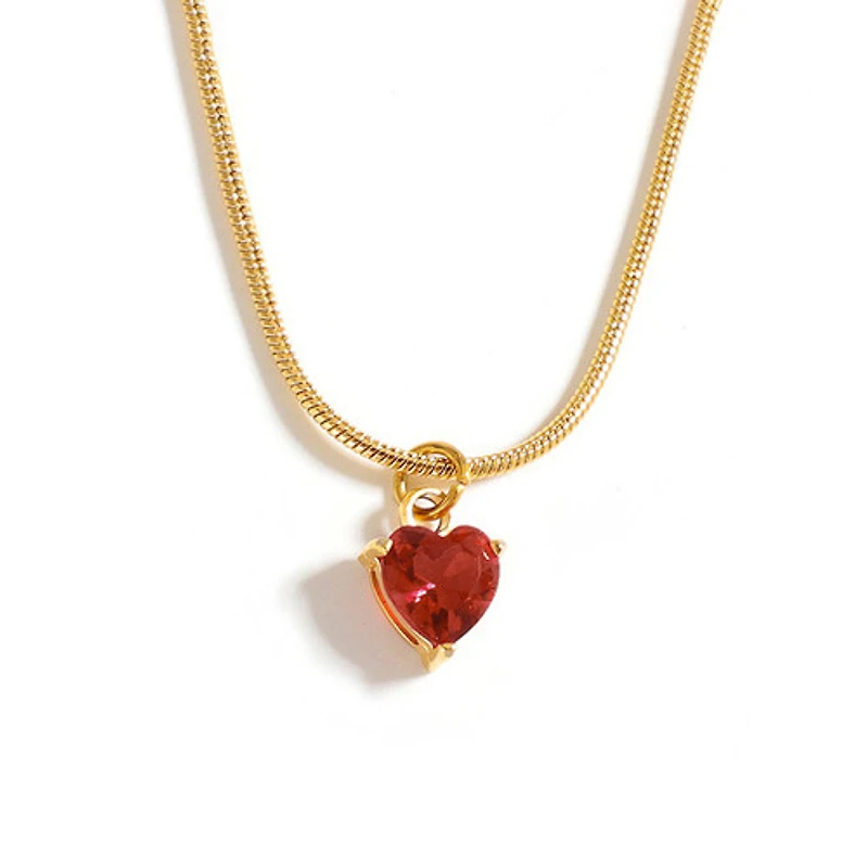 Gold Birthstone Heart Necklace
