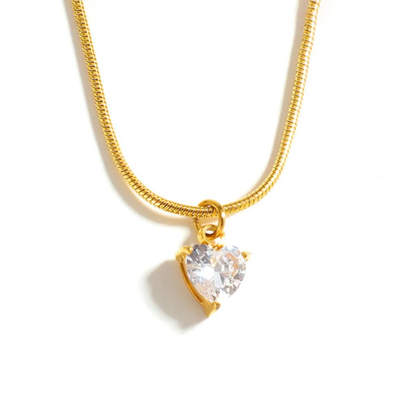 Gold Birthstone Heart Necklace