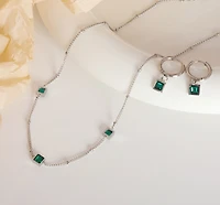 Emerald Cubic Drop Gem Hoops