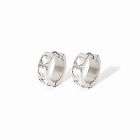 Lined Crystal Hearts Hoops
