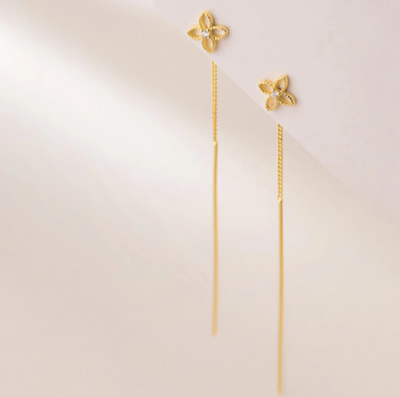 Hollow Floral Threaded Earrings