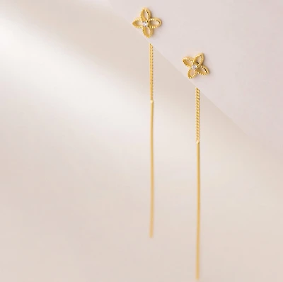 Hollow Floral Threaded Earrings