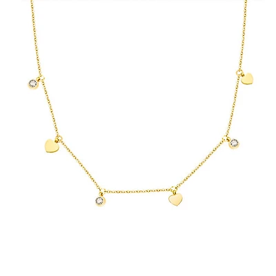 Charmed Crystal + Hearts Necklace