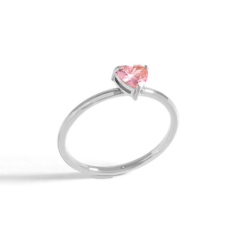 Steel Birthstone Heart Ring