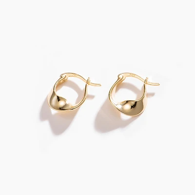 Gold Abstract Wave Hoops