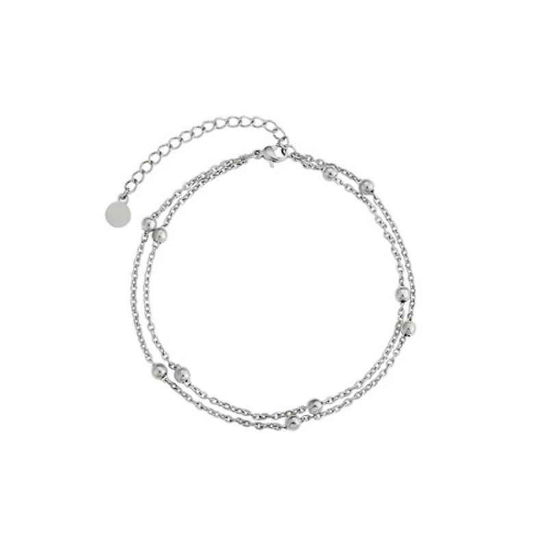 Steel Dual Layer Beaded Anklet