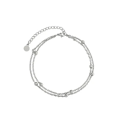 Steel Dual Layer Beaded Anklet