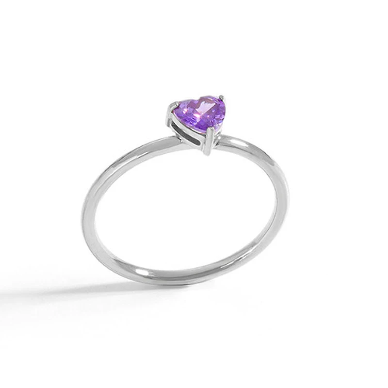 Steel Birthstone Heart Ring