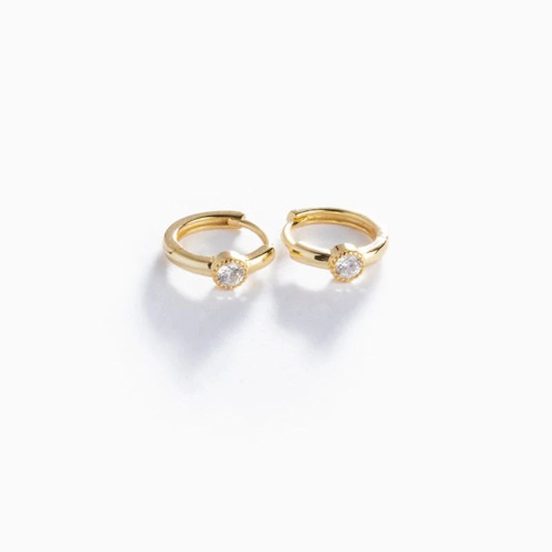 White Gold Diamond Solitaire Hoops