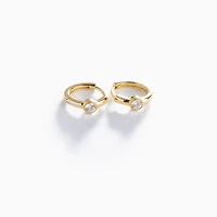 White Gold Diamond Solitaire Hoops