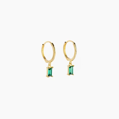 Gold Jewel Drop Huggie Hoops
