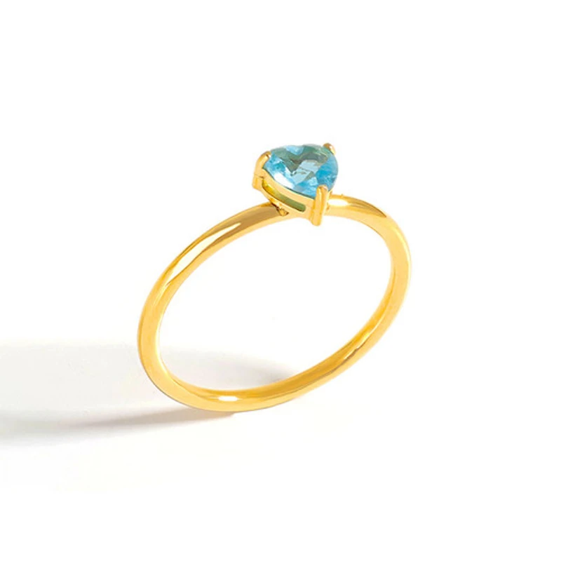 Gold Birthstone Heart Ring