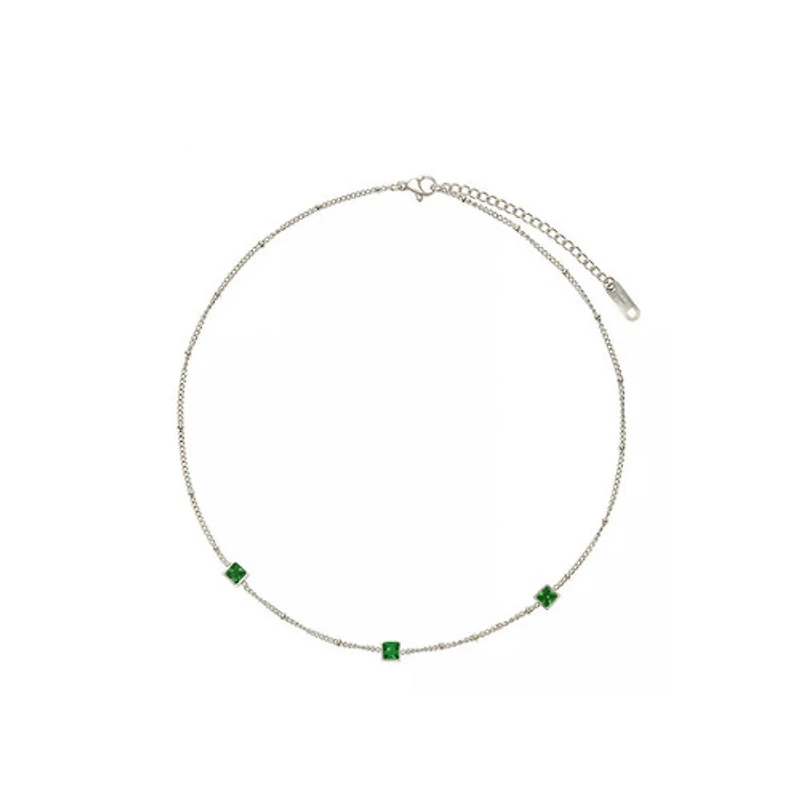 Emerald Cubic Gem Necklace