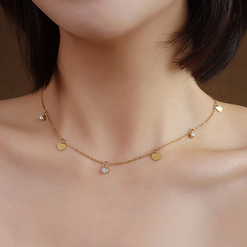 Charmed Crystal + Hearts Necklace