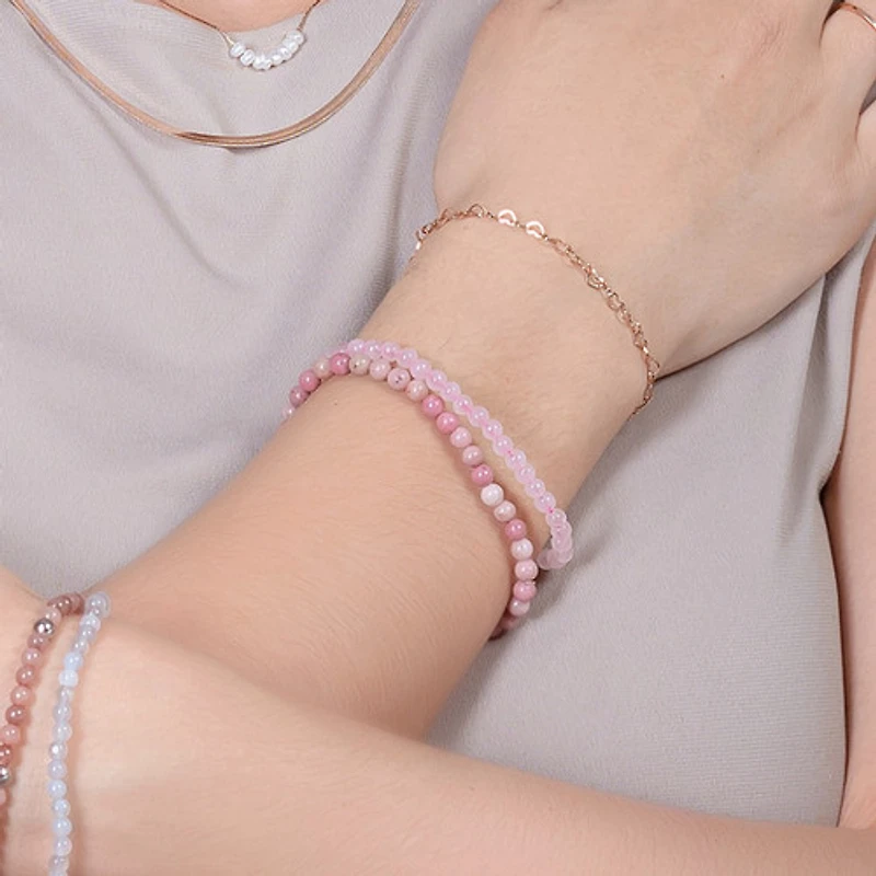 Elastic Natural Crystal Bracelet (Orange& Pink Tones)