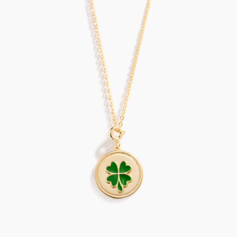 Enameled Four Leaf Clover Necklace