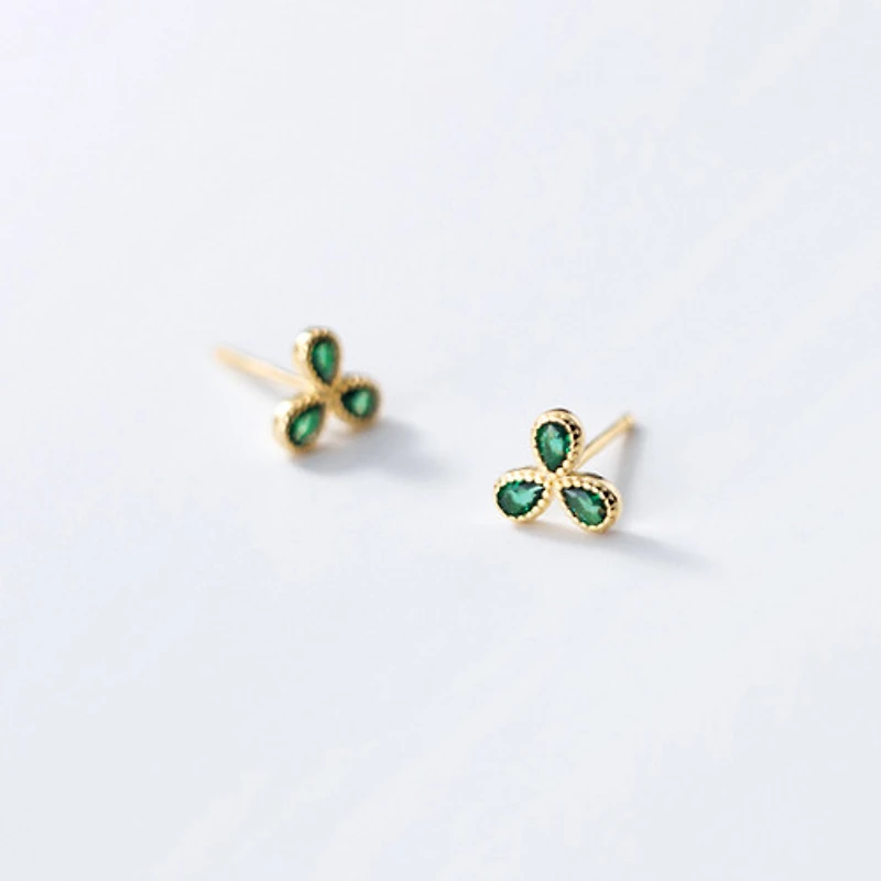 Three Pedal Emerald Studs