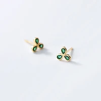 Three Pedal Emerald Studs