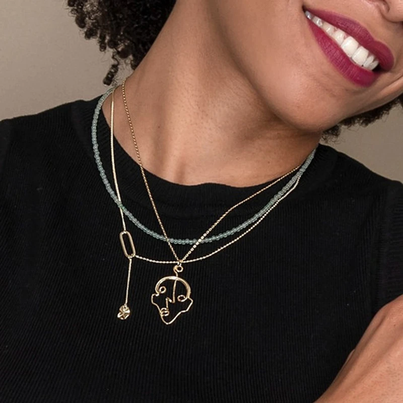 Natural Crystal Necklace (Green Tones)